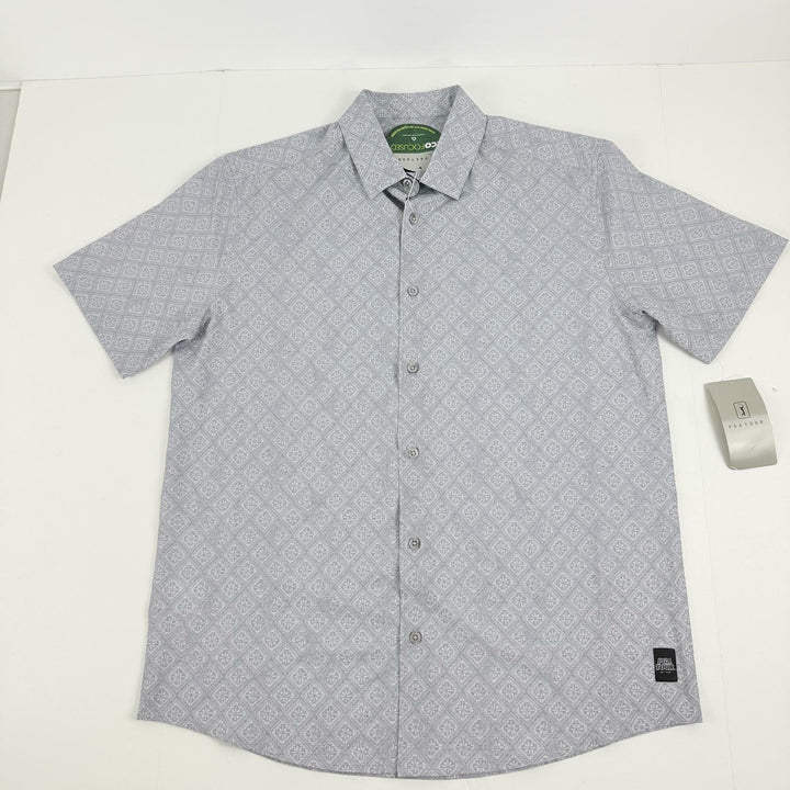 Translation missing: en.PGA Tour Men's Medallion-Print Button-Up Golf Shirt - Tradewinds Gray-2XL