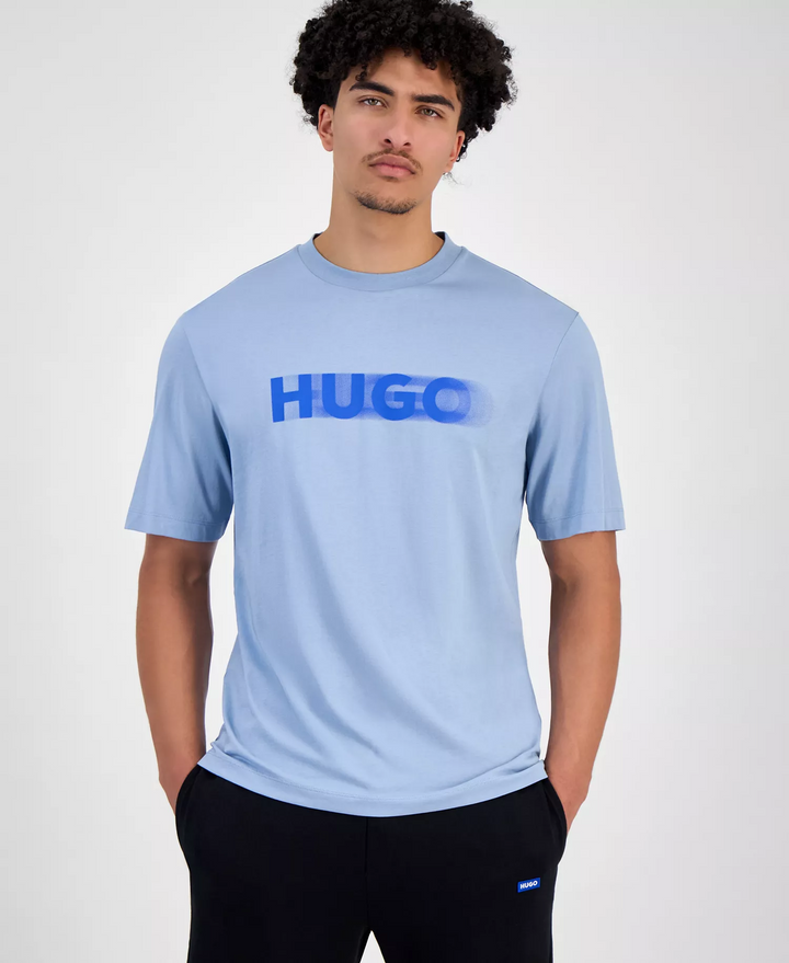 Translation missing: en.Hugo Boss Mens Hugo Nalax Logo Graphic T-Shirt Cotton Pastel Blue-Small