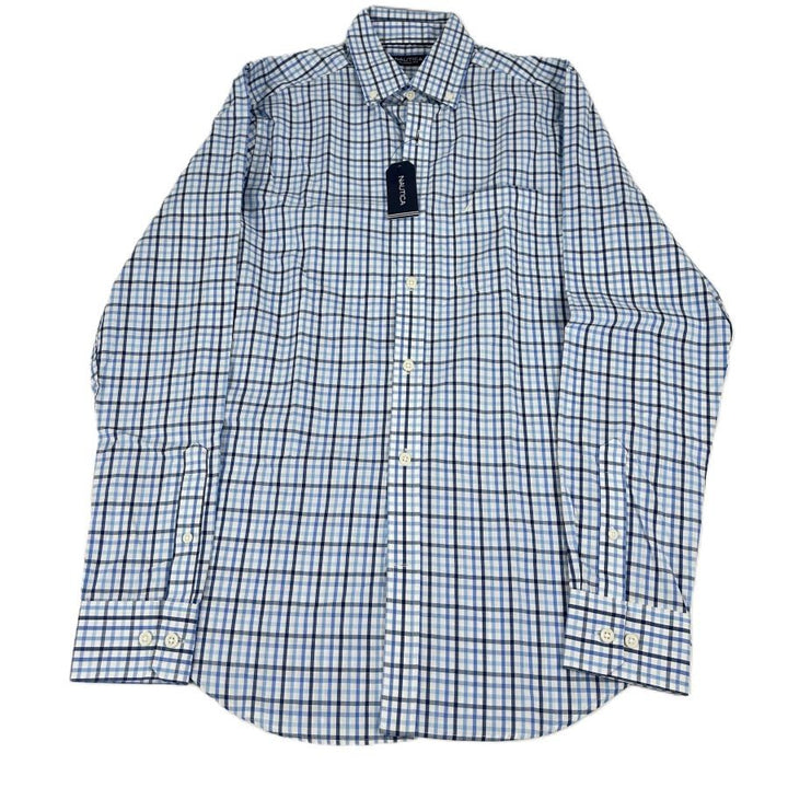 Translation missing: en.Nautica Men's Classic-Fit Plaid Oxford Button-Down Shirt Blue/White-Small