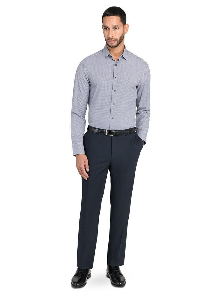 Translation missing: en.Construct Mens Slim Fit Gingham Performance Stretch Dress Shirt Black-16-16.5 34