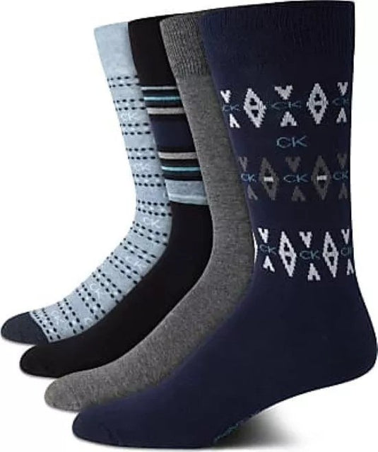 Translation missing: en.Calvin Klein Men's Fair Isle/Mixed Crew Dress Socks, 4-Pk.Blue Asst.-7-12
