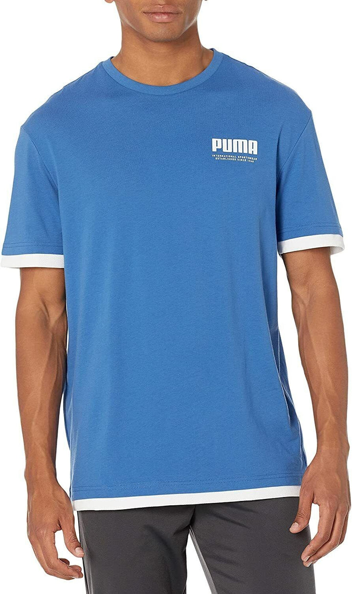 Translation missing: en.Puma Men's Summer Court Elevated Crew Neck Graphic T-Shirt Star Sapphire-Small