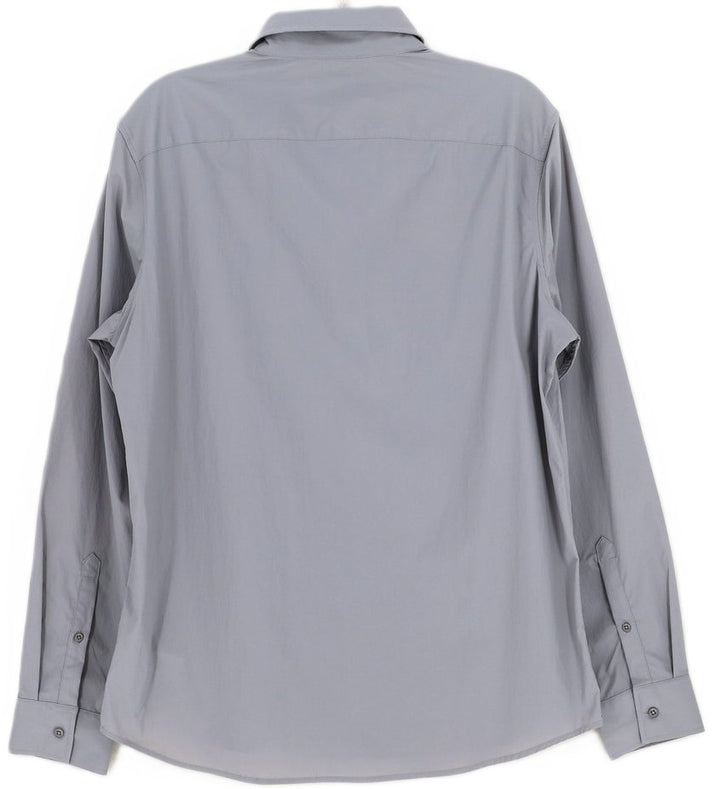 Translation missing: en.Michael Kors Slim-Fit Quick Dry Long-Sleeve Woven Shirt Nickel Gray- 2XL