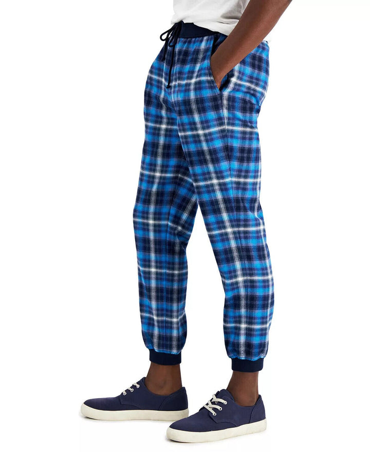 Translation missing: en.Sun + Stone Men's Donnie Regular-Fit Plaid Joggers in Blue-Size XL