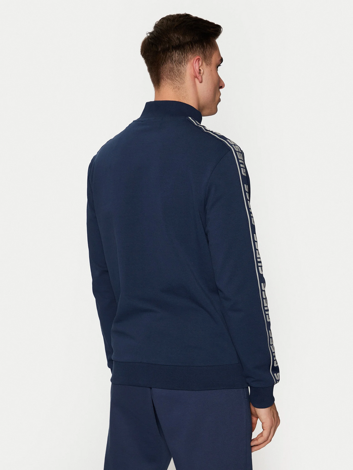 Translation missing: en.Guess Men's Arlo Zip-Front Track Jacket Size Small Silk Blue Logo Reg Fit