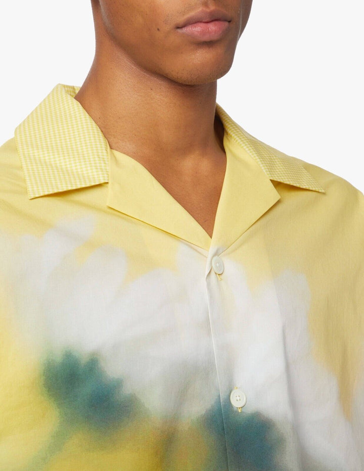 Translation missing: en.Kenzo Men's Cotton Floral Print Regular Fit Button Down Camp Shirt Lemon-Small