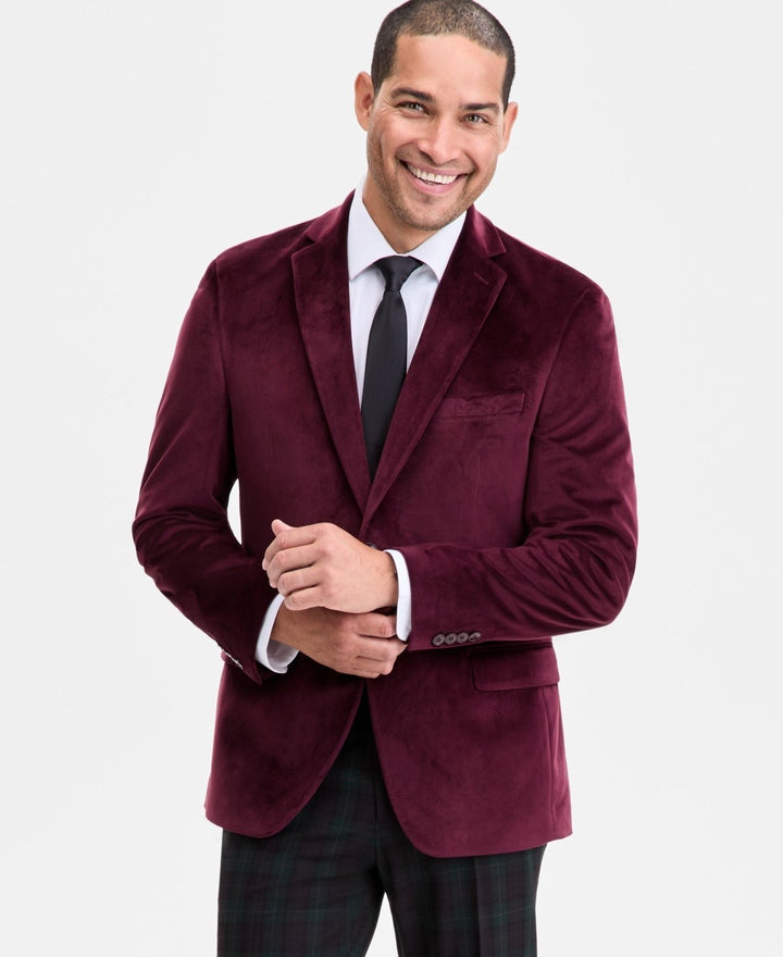 Translation missing: en.Bar III Men's Slim-Fit Smooth Velvet Sport Coat Burgundy-36S