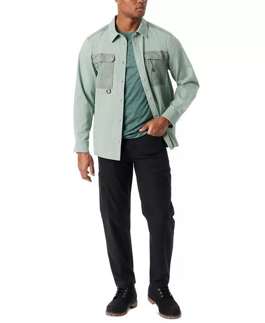 Translation missing: en.Bass Outdoor Shirt Jacket Men's Medium Lily Pad Green Relaxed Fit Worker Stretch