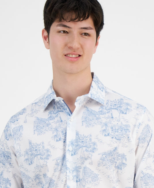 Translation missing: en.Bar III Dress Shirt Men's S 14-14.5 32/33 Multi Slim-Fit Amalfi Scenic Stretch