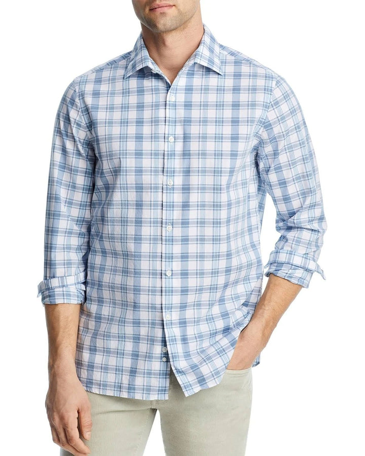 Translation missing: en.The Men's Store at Major Dept Store Casual Stretch Plaid Slim Shirt Blue-Small