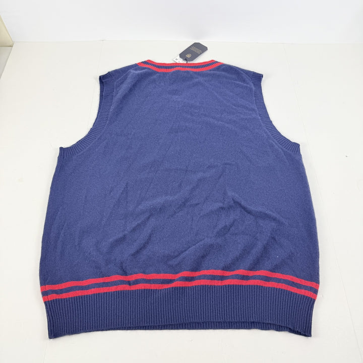 Translation missing: en.Club Room Luxury Men's Reg-Fit 100% Cashmere V-Neck Sweater Vest Navy Red-XL