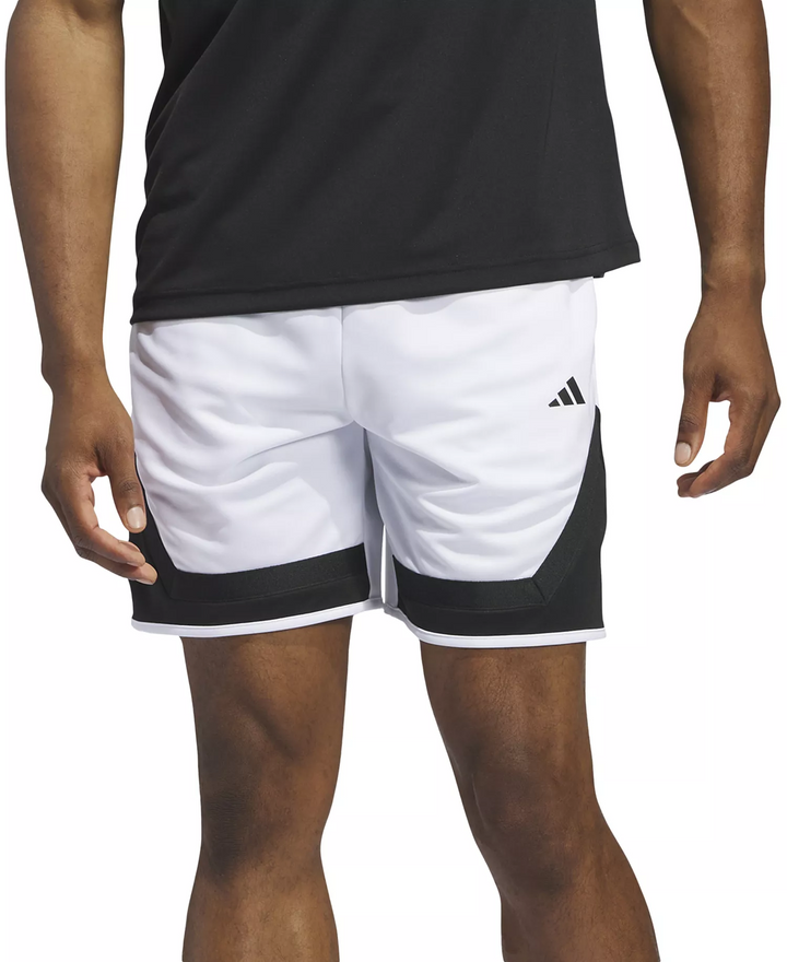 Translation missing: en.adidas Men's Pro Block Basketball Aeroready Shorts 11in Inseam White Black-Small
