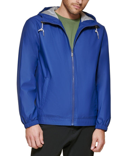 Translation missing: en.Club Room Men's Rubberized Lightweight Hooded Rain Jacket in Navy-Medium
