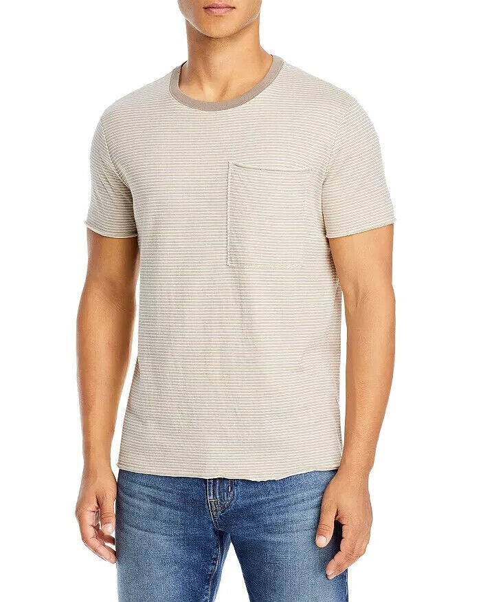 Translation missing: en.Atm Anthony Thomas Melillo Men's Cotton Double Face Stripe Pocket Tee Wheat-Smal