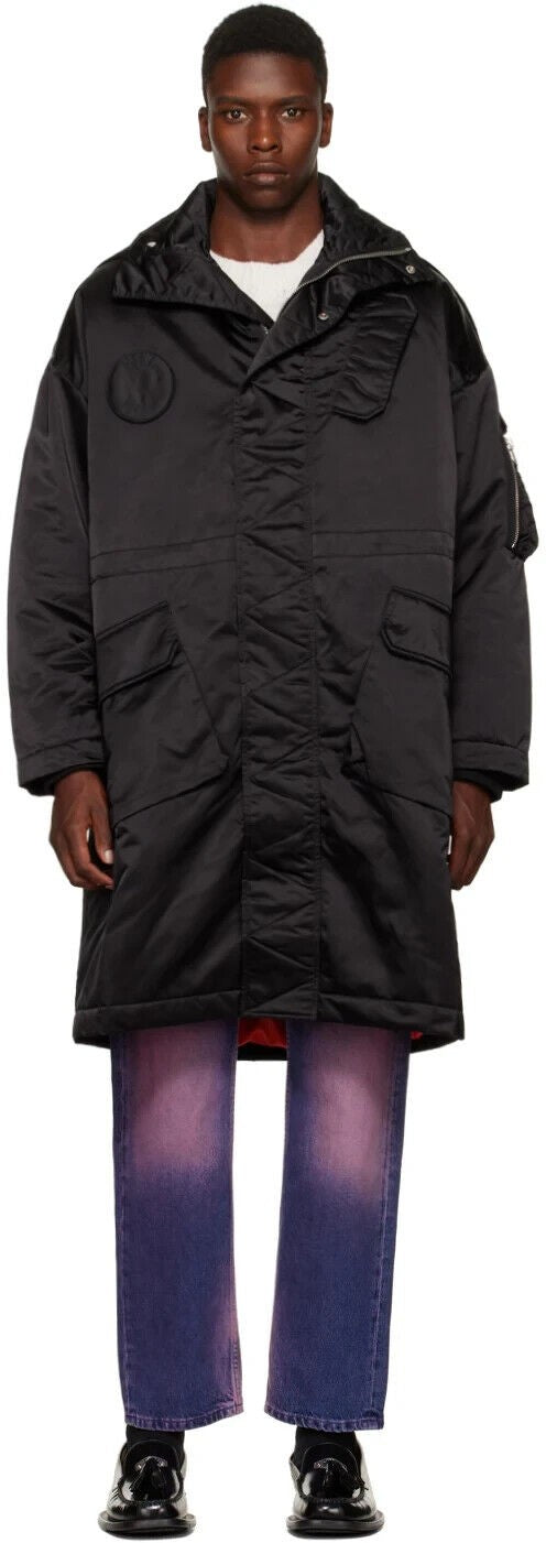 Translation missing: en.ETUDES Ohio Men's Black Long Padded Zipped-Hood Coat-EU 50 US Large