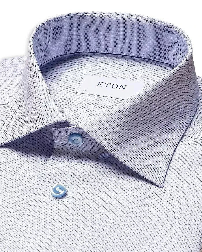 Translation missing: en.Eton Men's Slim Fit Brocade Dress Shirt in Light/Pastel Blue Size EU38 US15