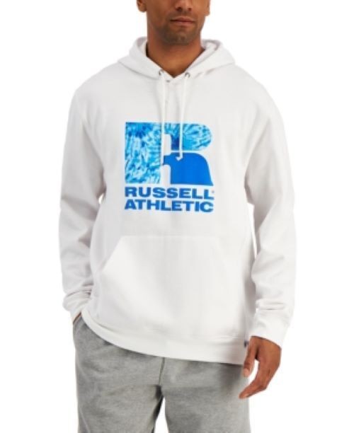 Translation missing: en.Russell Athletic Men's Santiago Logo-Print Hoodie in White-XL