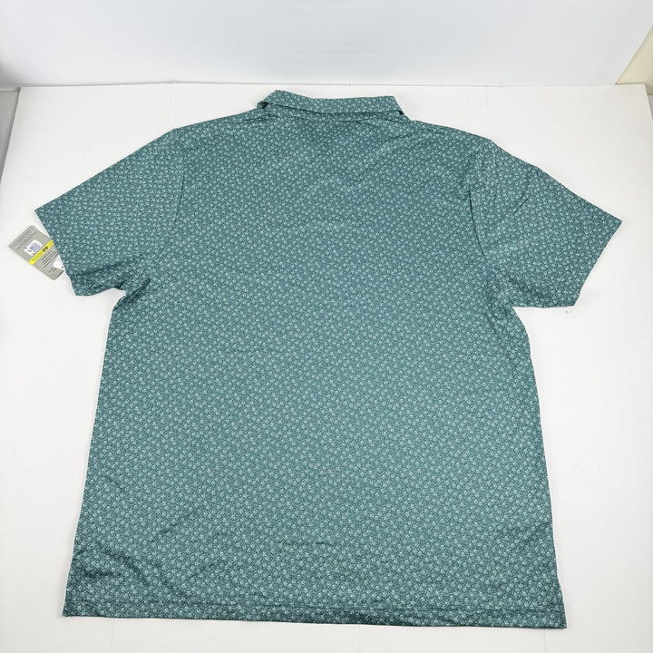 Translation missing: en.Pga Tour Men's Short Sleeve Floral Print Golf Polo Shirt - Storm Green-2XL