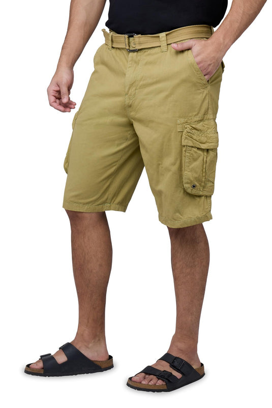 Translation missing: en.RAW X Men's Belted Classic Fit 12.5" Cotton Cargo Shorts Khaki Color-Size 40