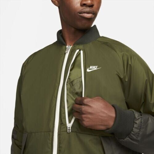 Translation missing: en.Nike Therma-FIT Legacy Reversible Water Repellent Bomber Jacket in Rough Green-L