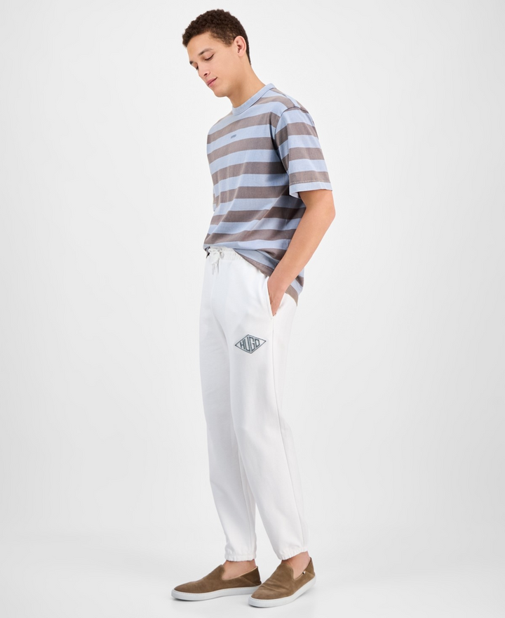 Translation missing: en.Hugo Boss Men's Dacusi Relaxed-Fit Logo Embroidered Joggers Natural White-2XL