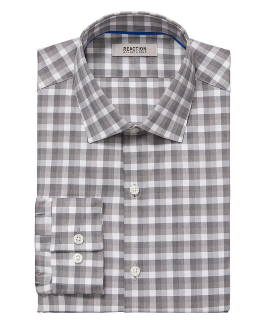 Translation missing: en.Kenneth Cole Reaction Dress Shirt Men's 15.5 34/35 Grey Slim Fit Flex Stretch