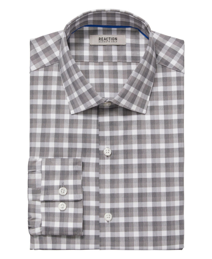 Translation missing: en.Kenneth Cole Reaction Dress Shirt Men's 15.5 34/35 Grey Slim Fit Flex Stretch