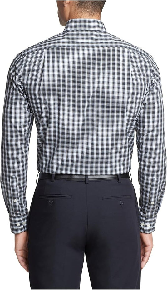 Translation missing: en.Tommy Hilfiger Dress Shirt Men's 18 34/35 Peacoat Plaid Slim Fit Stretch Twill