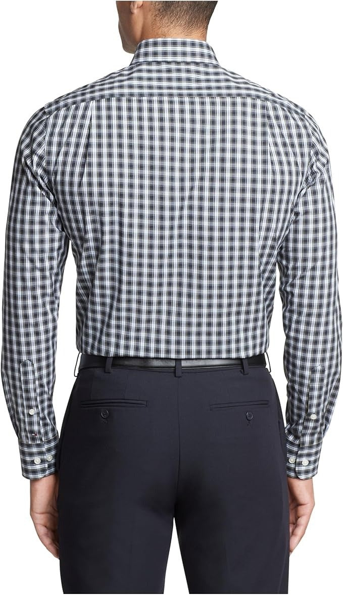 Translation missing: en.Tommy Hilfiger Dress Shirt Men's 18 34/35 Peacoat Plaid Slim Fit Stretch Twill