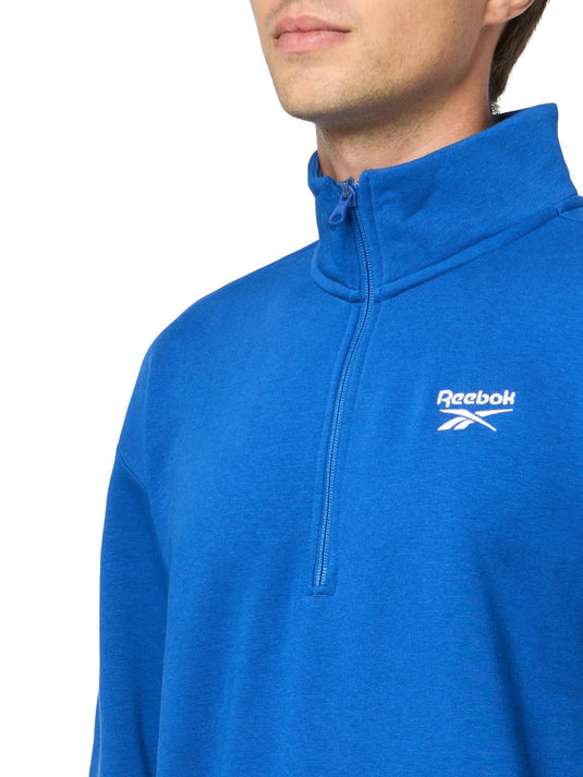 Translation missing: en.Reebok Men's Identity Small Logo Fleece 1/4 Zip Sweatshirt, Boundless Blue Small
