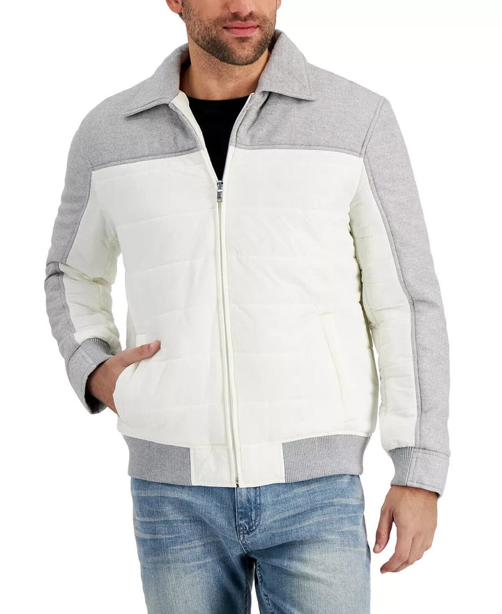 Translation missing: en.Alfani Men's Colorblocked Jacket in Winter Ivory-Size 2XL
