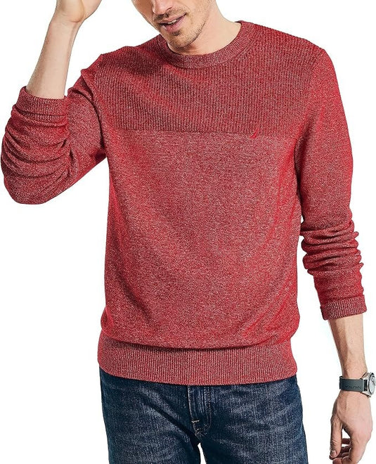 Translation missing: en.Nautica Men's Sustainably Crafted Textured Crewneck Sweater, Tango Red-XL