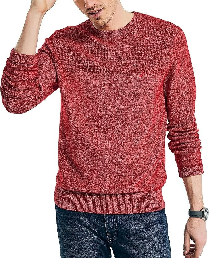 Translation missing: en.Nautica Men's Sustainably Crafted Textured Crewneck Sweater, Tango Red-XL