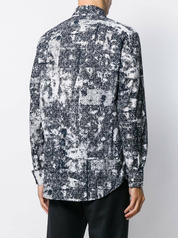 Translation missing: en.Michael Kors All Cotton Geometric Print Long Sleeve Shirt Midnight Blue-Small