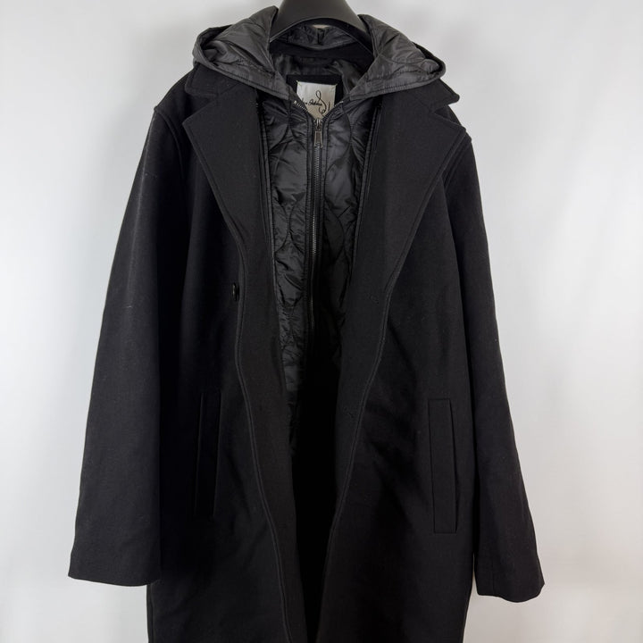 Translation missing: en.Sam Edelman Men's Single Breasted Coat with Quilted Bib Wool Blend Black-Large
