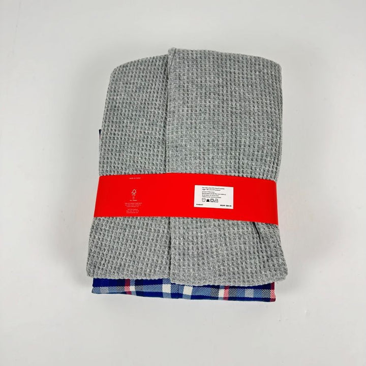 Translation missing: en.Gap Mens 2Pk. Waffle-Knit Jogger-Leg Pajama Pants Gray Heather/Blue Plaid-XL