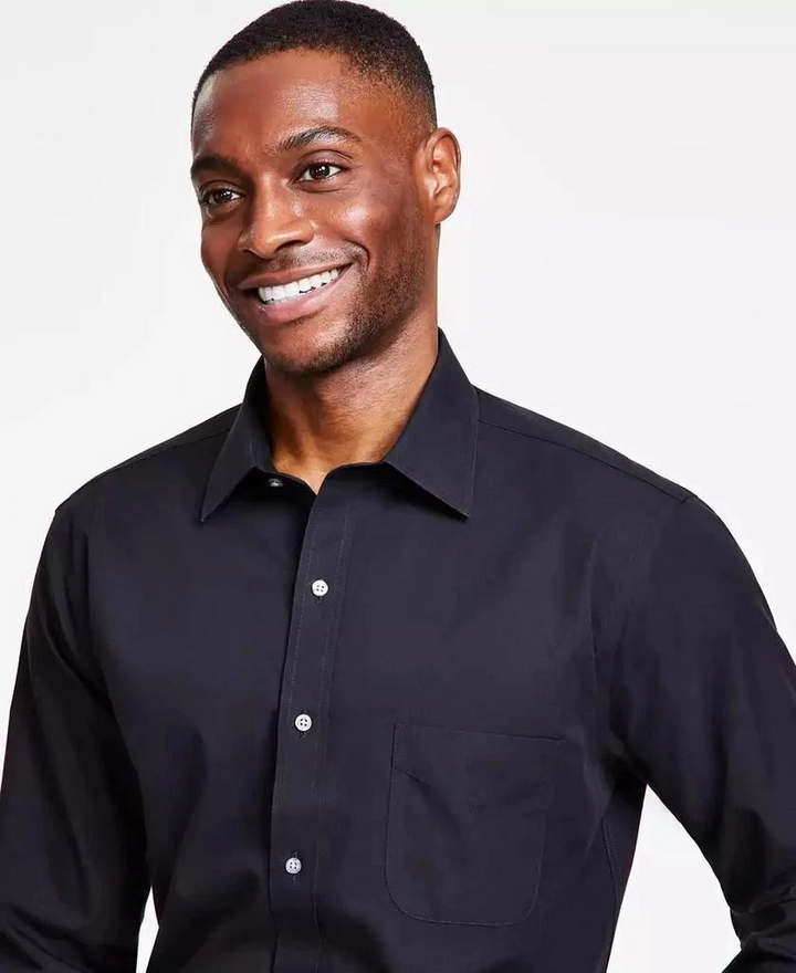 Translation missing: en.B by Brooks Brothers Men's Regular-Fit Solid Dress Shirt Black-16 32/33