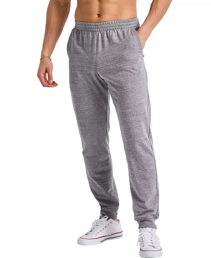 Translation missing: en.Hanes Men's Tri-Blend French Terry Jogger Pants Gray Black Heather-Medium 32-34W