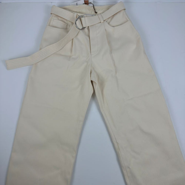Translation missing: en.Nanushka Men's Ferre Structured Twill  Belted Pants Creme-Small 30W