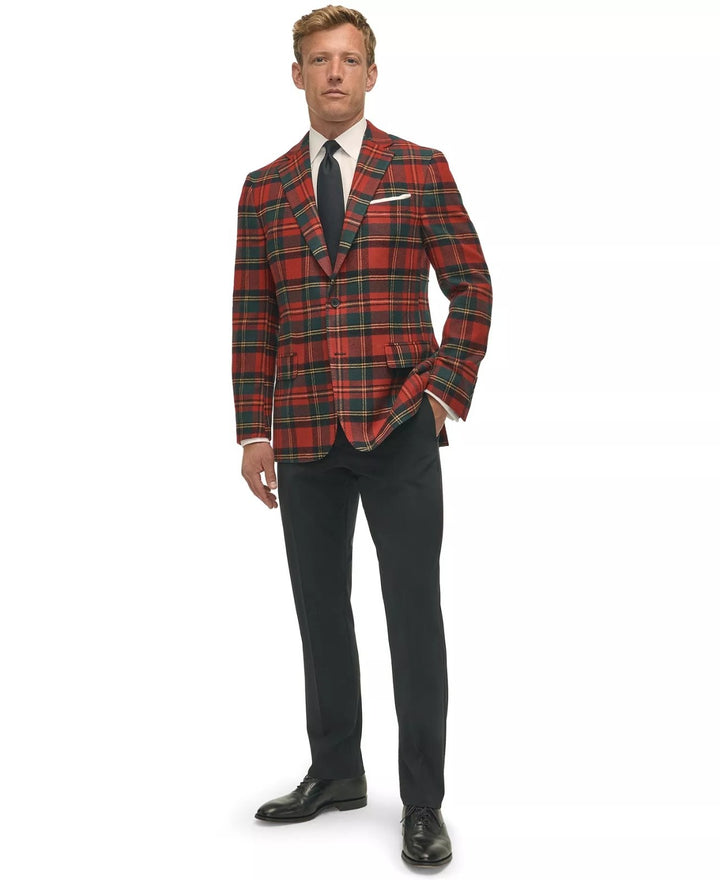 Translation missing: en.B by Brooks Brothers Men's Classic-Fit Wool-Blend Plaid Sport Coat Red Multi-42L