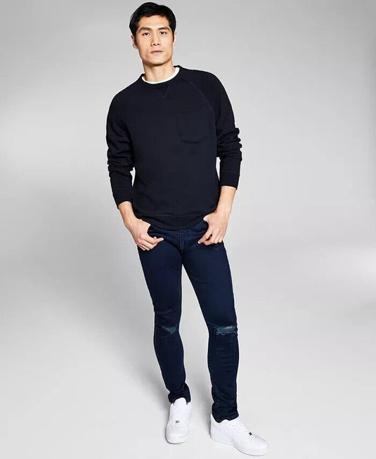 Translation missing: en.And Now This Men's Fleece Crewneck Pocket Sweatshirt in Black-Size Small