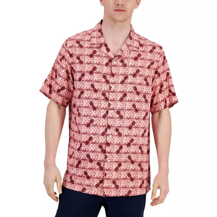 Translation missing: en.Club Room Men's Silk/Rayon Short-Sleeve Elevated Pineapple Shirt Red Combo-XL