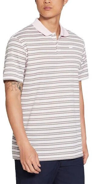 Translation missing: en.Nike Men's Dri-fit Golf Victory Striped Polo Shirt in Pink Foam / Dust/ White-Sm