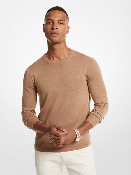 Translation missing: en.Michael Kors Men's Merino Wool Crewneck Sweater - Dark Camel Melange-2XL