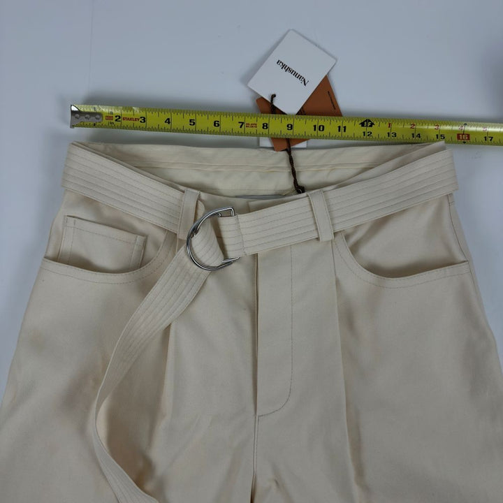 Translation missing: en.Nanushka Men's Ferre Structured Twill  Belted Pants Creme-Small 30W