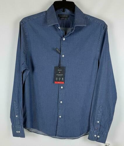 Translation missing: en.Tommy Hilfiger Men's Flex Reg Fit Washed Untucked Dress Shirt Blue-16-16.5 34/35