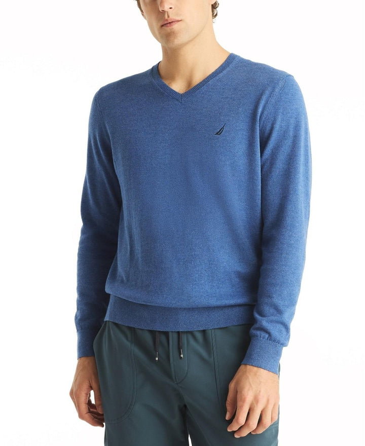 Translation missing: en.Nautica Men's Navtech Performance Reg-Fit Soft V-Neck Sweater Blue Heather-XL