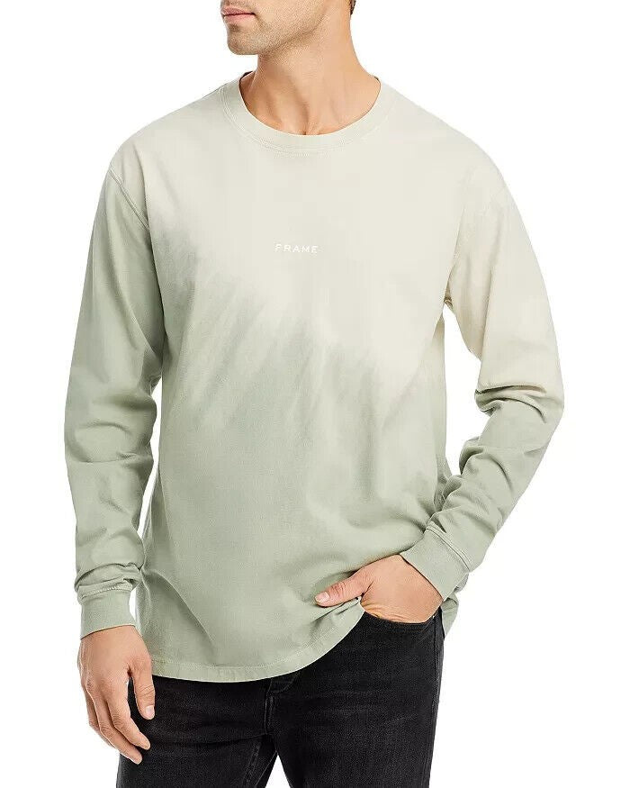 Translation missing: en.FRAME Men's Dip Dyed Two Tone Long Sleeve Tee in Milk Beige Tie Dye-Large