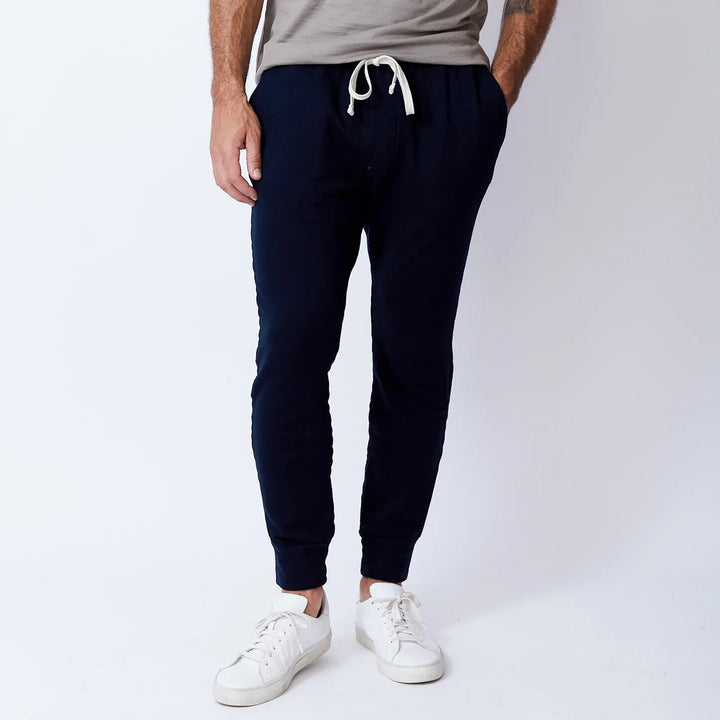 Translation missing: en.Monrow Men's Super soft Fleece Jogger in Inca Blue-Size 2XL