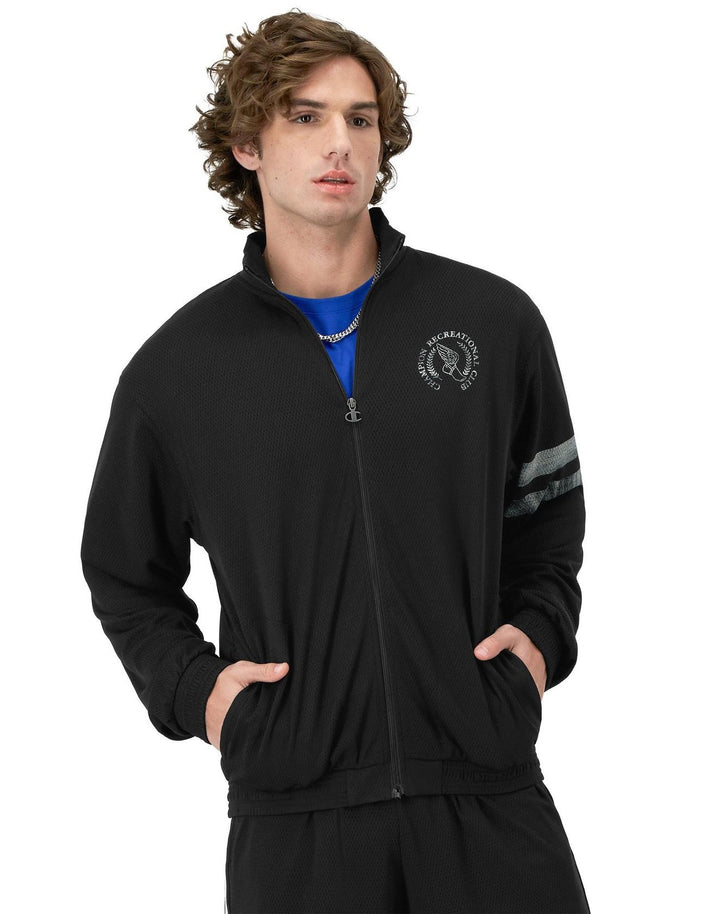 Translation missing: en.Champion Track Jacket Black Size Large Attack Reg-Fit Mesh Full-Zip Rec ClubLogo